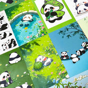 kawaii japanese panda pandas postcard postcards card post cards greetings individual cute kawaii stationery shop store uk green blue black and white bright colourful present gift gifts