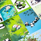 kawaii japanese panda pandas postcard postcards card post cards greetings individual cute kawaii stationery shop store uk green blue black and white bright colourful present gift gifts