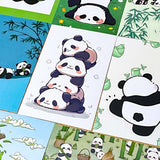 kawaii japanese panda pandas postcard postcards card post cards greetings individual cute kawaii stationery shop store uk green blue black and white bright colourful present gift gifts