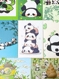 kawaii japanese panda pandas postcard postcards card post cards greetings individual cute kawaii stationery shop store uk green blue black and white bright colourful present gift gifts