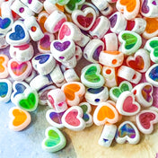 iridescent white colourful rainbow colours small 8mm acrylic bead beads plastic hearts bundle uk cute kawaii craft supplies shop store jewellery making supplies ab shimmery shimmery