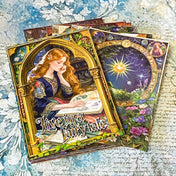 vintage scrapbook paper booklet with medieval fairytale illustration cover