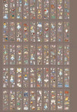 details of all the pages of stickers in the alice in wonderland long sticker book of 50 pages