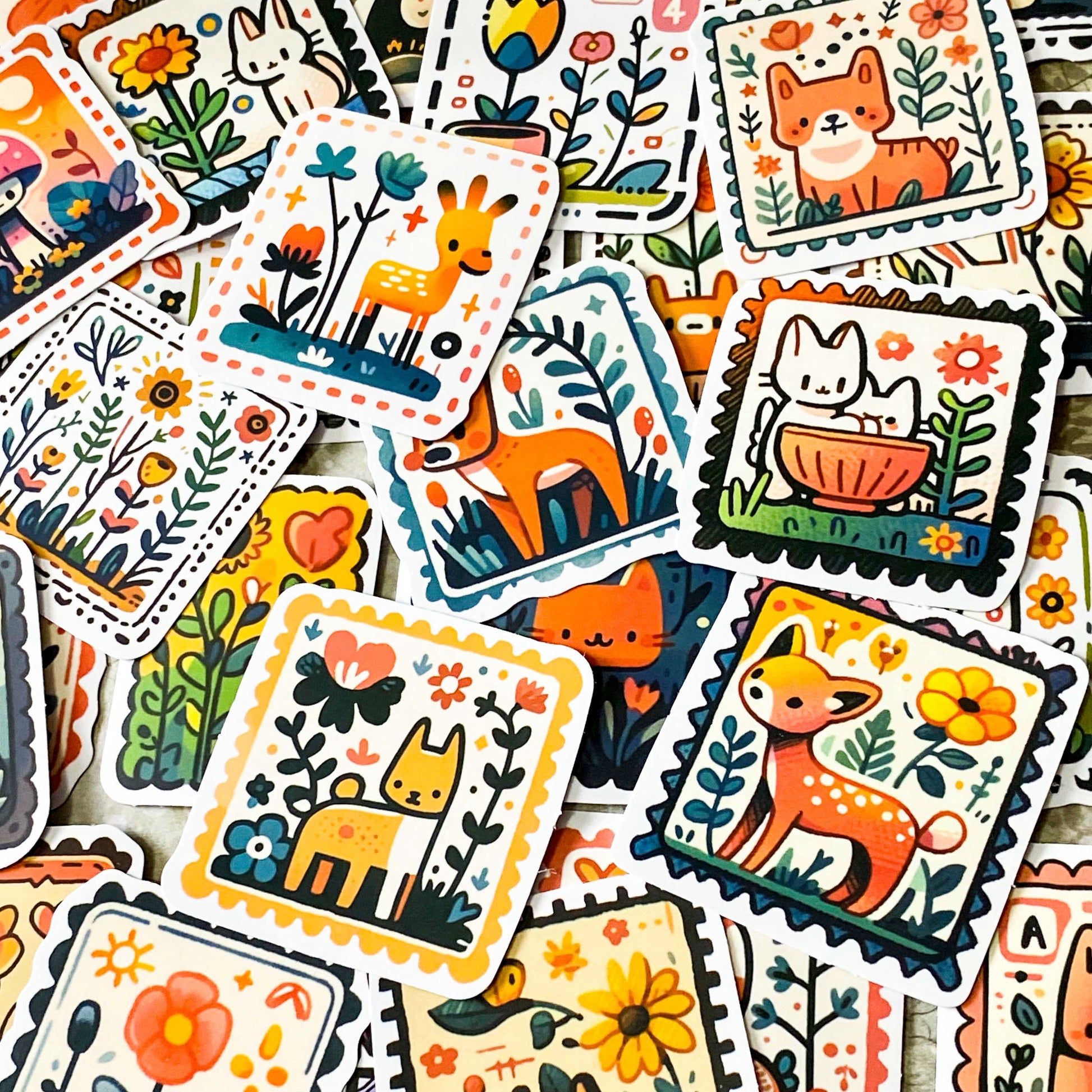 woodland animal sticker set of 50 matte scandi style forest stickers with cute animals including deer, fox and rabbit