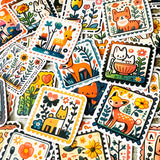 woodland animal sticker set of 50 matte scandi style forest stickers with cute animals including deer, fox and rabbit
