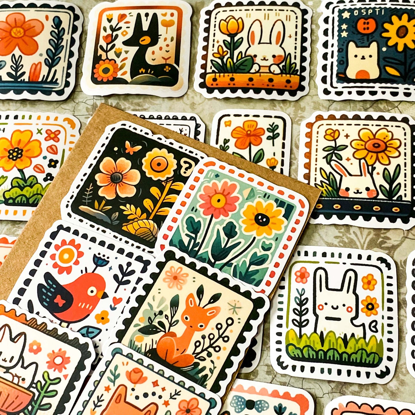 woodland animal sticker set of 50 matte scandi style forest stickers with cute animals including deer, fox and rabbit