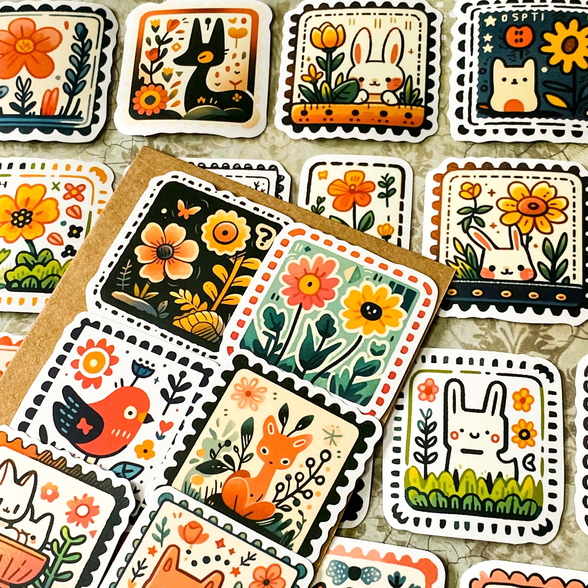 woodland animal sticker set of 50 matte scandi style forest stickers with cute animals including deer, fox and rabbit