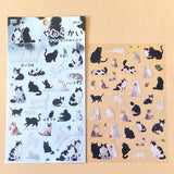 two sheet pack of clear PET sticker of black and white cats and grey tabby kittens for fun journaling and planner decoration