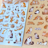 ginger and white and tortoiseshell kittens stickers clear sheets PET plastic with cat illustrations