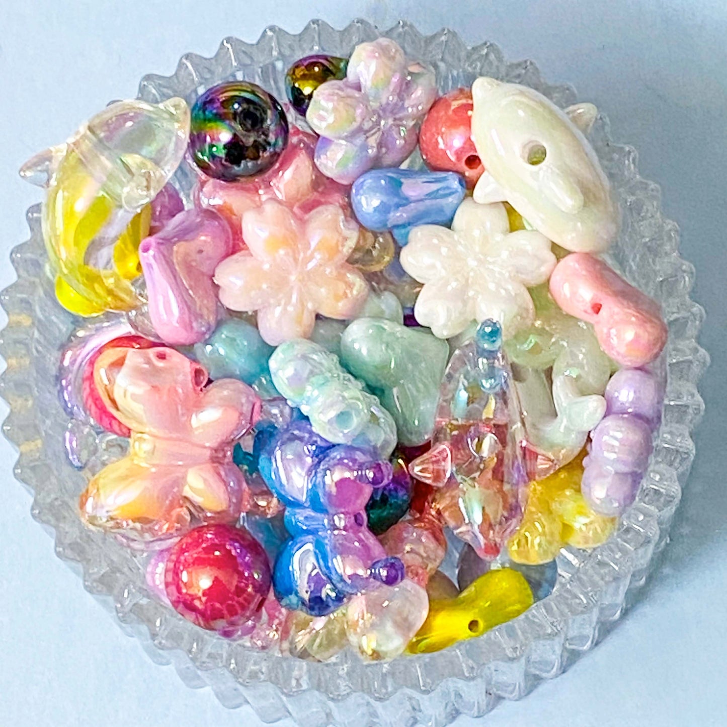 iridescent pearl pearly pearlescent ab aurora borealis bead beads shimmer shimmery craft supplies jumbo large big uk cute kawaii crafts butterfly butterflies flower flowers round 16mm 15mm 30mm huge dolphin dolphins clear heart hearts shop store make your own beaded pen pens 