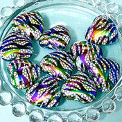 rainbow colours dark deep snakeskin animal print striped stripes iridescent lustre bead beads jumbo large chunky big 20mm heart hearts shaped uk cute kawaii craft supplies shop store make your own jewellery beaded pen pens metallic foil
