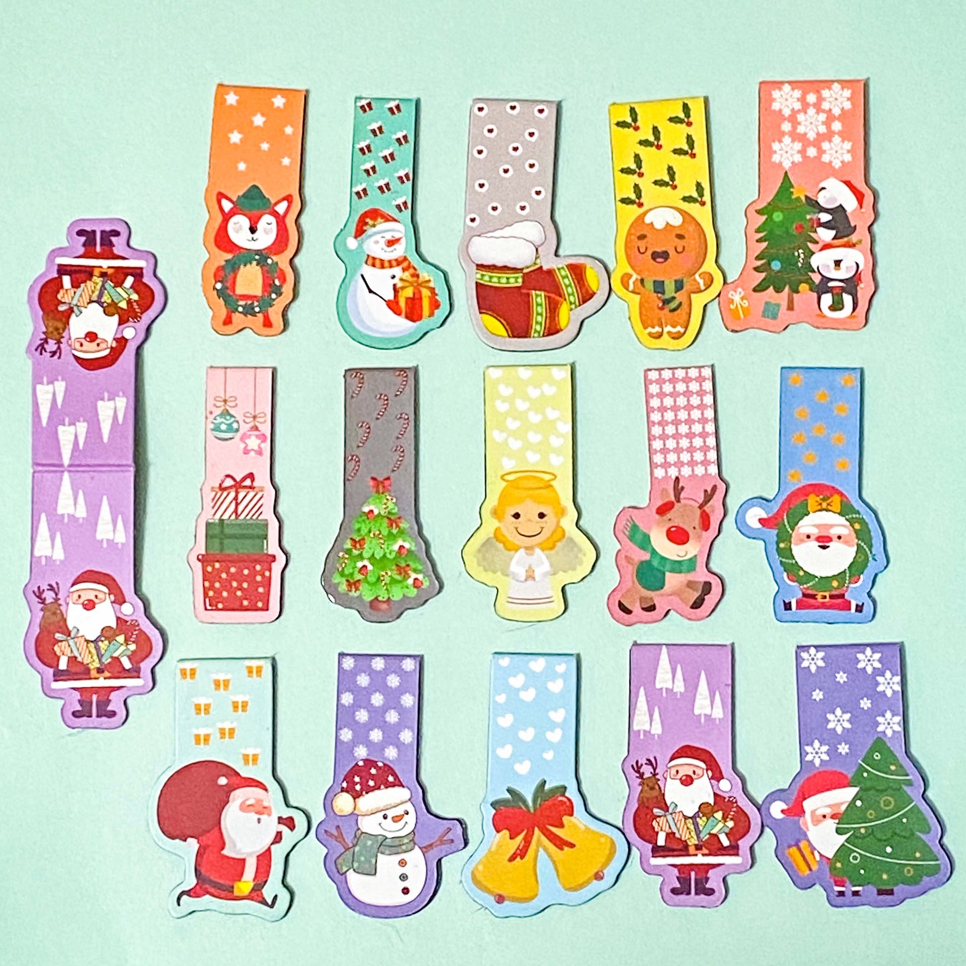 magnetic bookmark book mark marks bookmarks mini christmas festive present stocking filler fillers uk cute kawaii gift gifts for kids her book lovers bookworms colourful flexible magnet magnets
