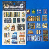 midnight library aesthetic sticker pack of 2 clear sheets and card 3d die cuts of book stacks and vintage bookshelf accessories
