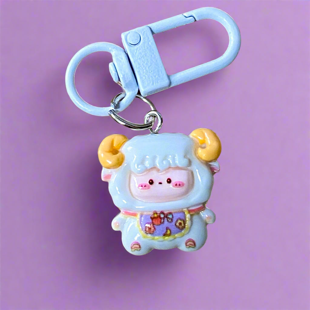 cute kawaii animal clip clips bag charm charms white metal keyring key chain fox elephant cat raccoon bear panda frog mouse sheep ram cow gift gifts shop store 