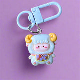 cute kawaii animal clip clips bag charm charms white metal keyring key chain fox elephant cat raccoon bear panda frog mouse sheep ram cow gift gifts shop store 
