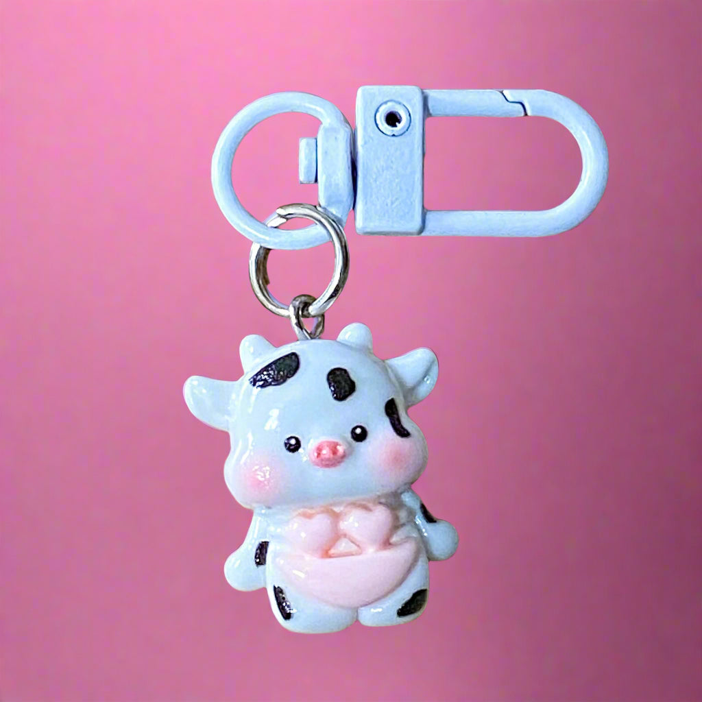 cute kawaii animal clip clips bag charm charms white metal keyring key chain fox elephant cat raccoon bear panda frog mouse sheep ram cow gift gifts shop store 