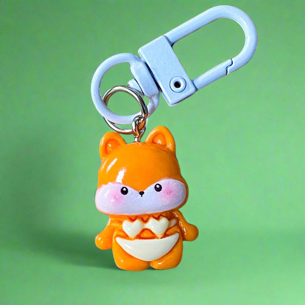 cute kawaii animal clip clips bag charm charms white metal keyring key chain fox elephant cat raccoon bear panda frog mouse sheep ram cow gift gifts shop store 