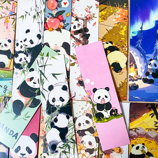 panda pandas bear bears cute kawaii card bookmark bookmarks book mark marks reading books gift gifts set present uk stationery pretty fun 3