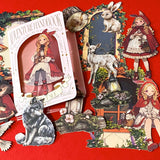 little red riding hood inspired fairytale card sticker pack with woodland animals, lanterns, mushrooms, wolves and cosy forest storybook illustrations. uk stationery shop.