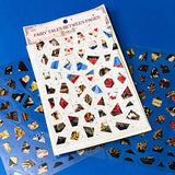 alice in wonderland inspired mosaic puzzle sticker craft kit with numbered template sheet and transparent PET sticker pieces revealing a whimsical tea party illustration
