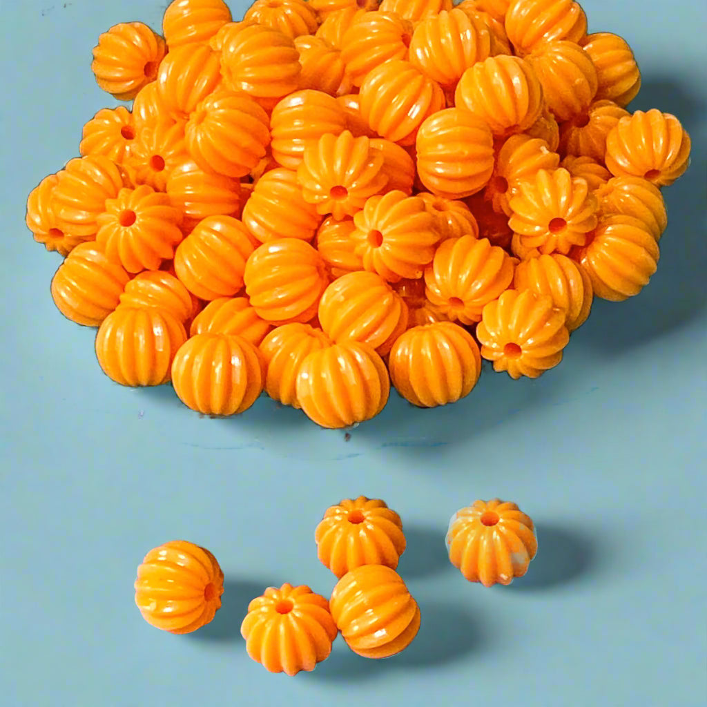 11mm small medium orange pumpkin pumpkins acrylic bead beads set of 10 11mm uk cute kawaii craft supplies shop store jewellery making