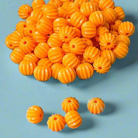11mm small medium orange pumpkin pumpkins acrylic bead beads set of 10 11mm uk cute kawaii craft supplies shop store jewellery making
