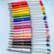 build your own pen pens base slim metallic colour colours uk cute kawaii silicone bead beads beaded rainbow stationery kit set bargain 