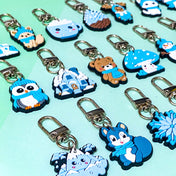 blue beige and white silicone keyring keyrings key clip clips large chunky gift gifts uk shop store stocking fillers filler winter cute kawaii bear snowflake owl owls squirrel mountain cocoa hot chocolate pine cone snowman fox foxes reindeer deer rabbit penguin penguins mushroom hedgehog animal animals christmas festive winter