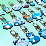 blue beige and white silicone keyring keyrings key clip clips large chunky gift gifts uk shop store stocking fillers filler winter cute kawaii bear snowflake owl owls squirrel mountain cocoa hot chocolate pine cone snowman fox foxes reindeer deer rabbit penguin penguins mushroom hedgehog animal animals christmas festive winter