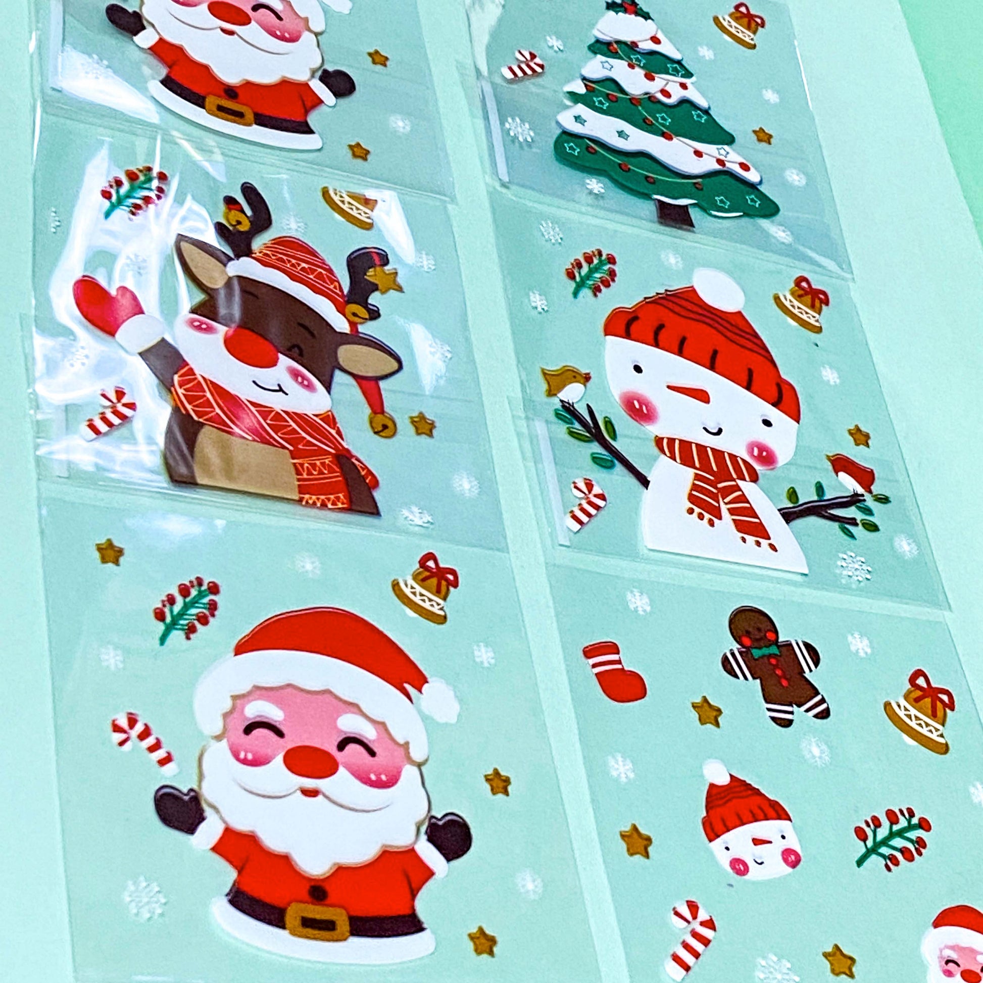 small little cello cellophane bag bags packaging supplies shop store uk cute kawaii christmas festive red and white tree santa claus father snowman deer reindeer rudolph patterns pack of 10 bargain