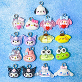 sanrio charm charms small mini silver tone metal hook hello kitty pompompurin kuromi keroppi pochacco my melody bunny cinnamoroll cute kawaii japanese craft supplies shop store acrylic resin sparkly glitter