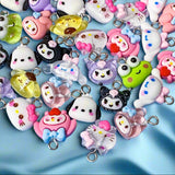 sanrio charm charms small mini silver tone metal hook hello kitty pompompurin kuromi keroppi pochacco my melody bunny cinnamoroll cute kawaii japanese craft supplies shop store acrylic resin sparkly glitter