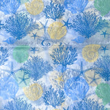 seashell starfish and coral ocean pattern tissue paper on a white background