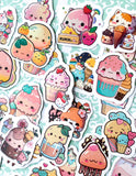 cute kawaii treats food drink ice cream cat cats animal animals uk stationery laptop sticker stickers small little vegetables fruit happy face faces gift gifts set pack pastel colours rain raindrop shop store
