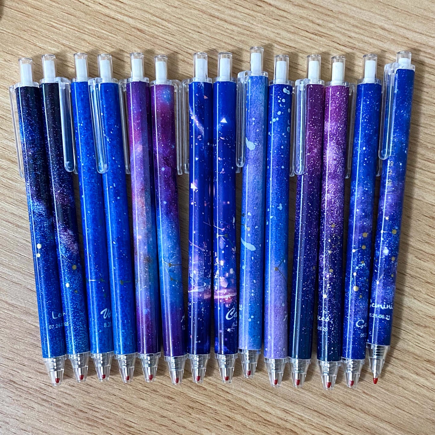 star sign signs constellation galaxy zodiac pen pens black gel ink click slim pretty kawaii cute stationery uk gift gifts planner addict shop store blue lilac red gold purple navy