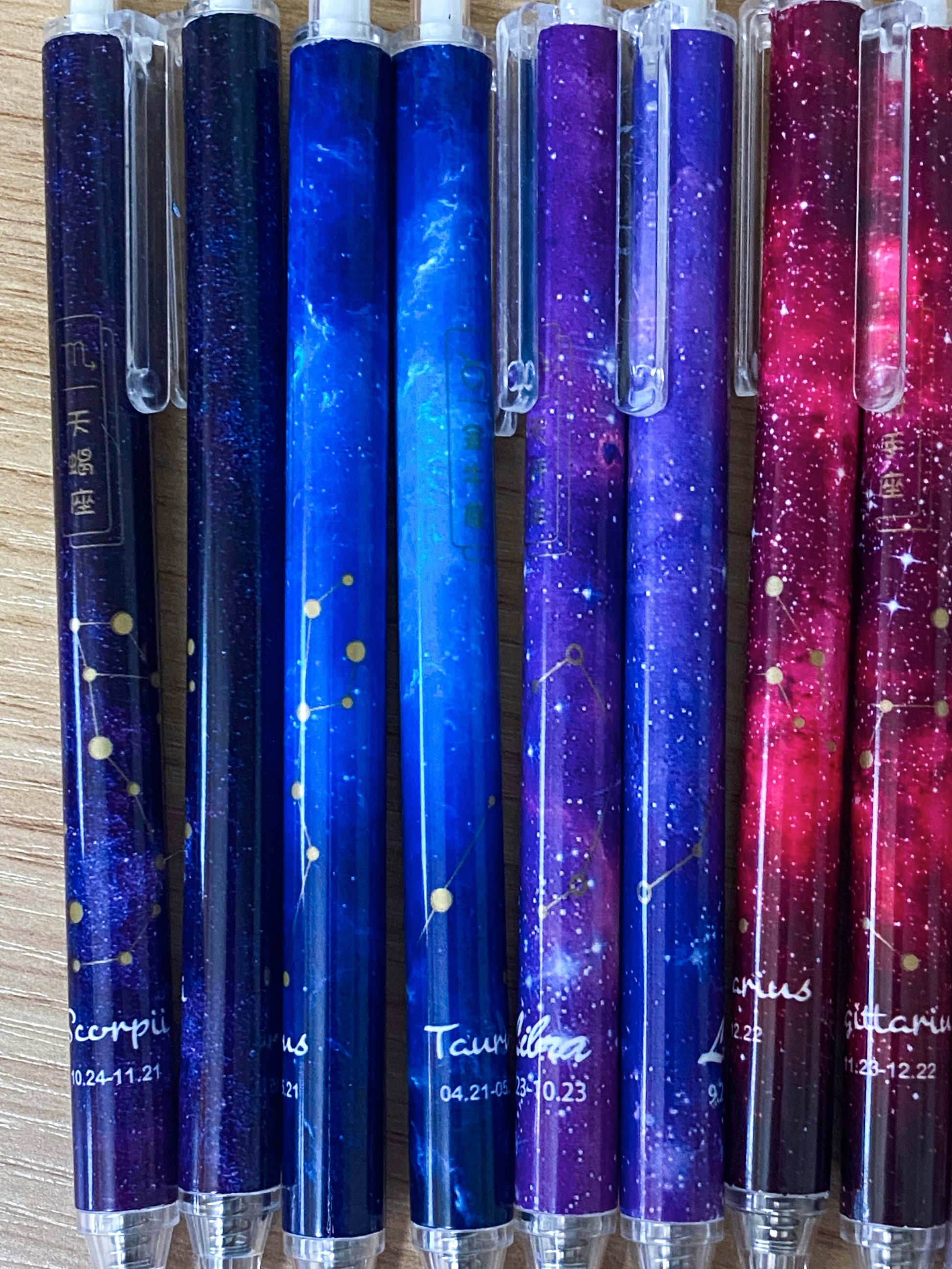 star sign signs constellation galaxy zodiac pen pens black gel ink click slim pretty kawaii cute stationery uk gift gifts planner addict shop store blue lilac red gold purple navy