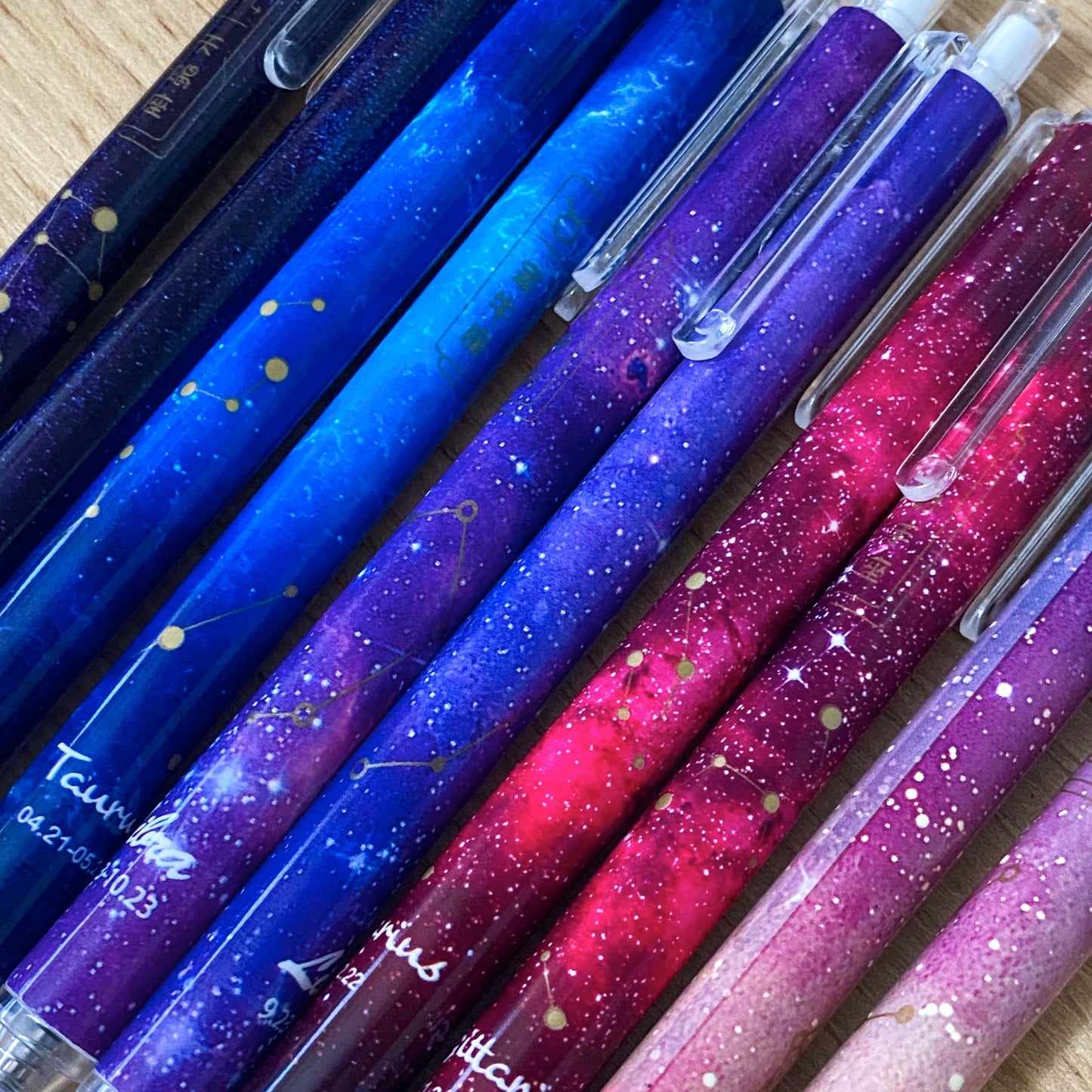 star sign signs constellation galaxy zodiac pen pens black gel ink click slim pretty kawaii cute stationery uk gift gifts planner addict shop store blue lilac red gold purple navy