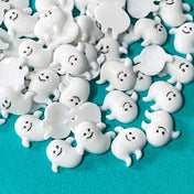 mini resin ghost ghosts flatback flat back fb fbs embellishment embellishments white happy smiling uk cute kawaii craft supplies shop 8mm small mini little set 10