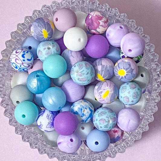 silicone round soft bead beads 15mm 16mm patterned plain turquoise lilac purple grey blue uk cute kawaii craft supplies shop store pretty beaded pen pens jewellery making floral flower flowers marble pearl pearlescent