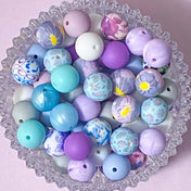 silicone round soft bead beads 15mm 16mm patterned plain turquoise lilac purple grey blue uk cute kawaii craft supplies shop store pretty beaded pen pens jewellery making floral flower flowers marble pearl pearlescent