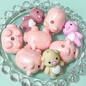 pink cream brown pig pigs cute kawaii bead beads jumbo large big silicone acrylic jewellery making supplies build make your own pens beaded uk cute kawaii craft supplies shop store 27mm 28mm 3d iridescent