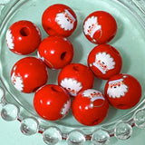round wood wooden 15mm 16mm large jumbo big bead beads Christmas festive cute kawaii uk craft supplies jewellery making ed white blue santa claus father christmas tree trees snowman snowmen penguin gingerbread man