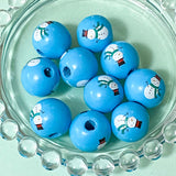 round wood wooden 15mm 16mm large jumbo big bead beads Christmas festive cute kawaii uk craft supplies jewellery making ed white blue santa claus father christmas tree trees snowman snowmen penguin gingerbread man