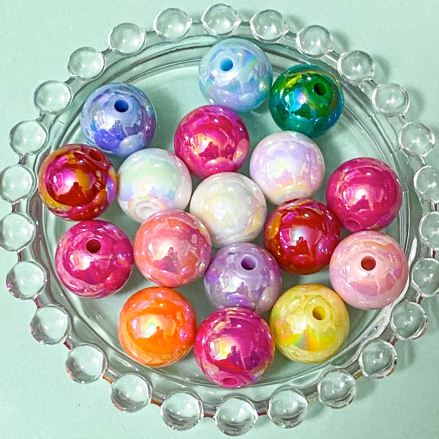 JUMBO Acrylic LUSTRE Iridescent Pearly Beads 16mm (A)
