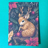 christmas animal animals woodland festive blank greetings card cards uk cute kawaii envelope kraft brown envelopes kitten kittens puppy dog dogs deer baby stag rabbit bunny fox foxes matte cards stationery shop store