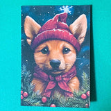 christmas animal animals woodland festive blank greetings card cards uk cute kawaii envelope kraft brown envelopes kitten kittens puppy dog dogs deer baby stag rabbit bunny fox foxes matte cards stationery shop store