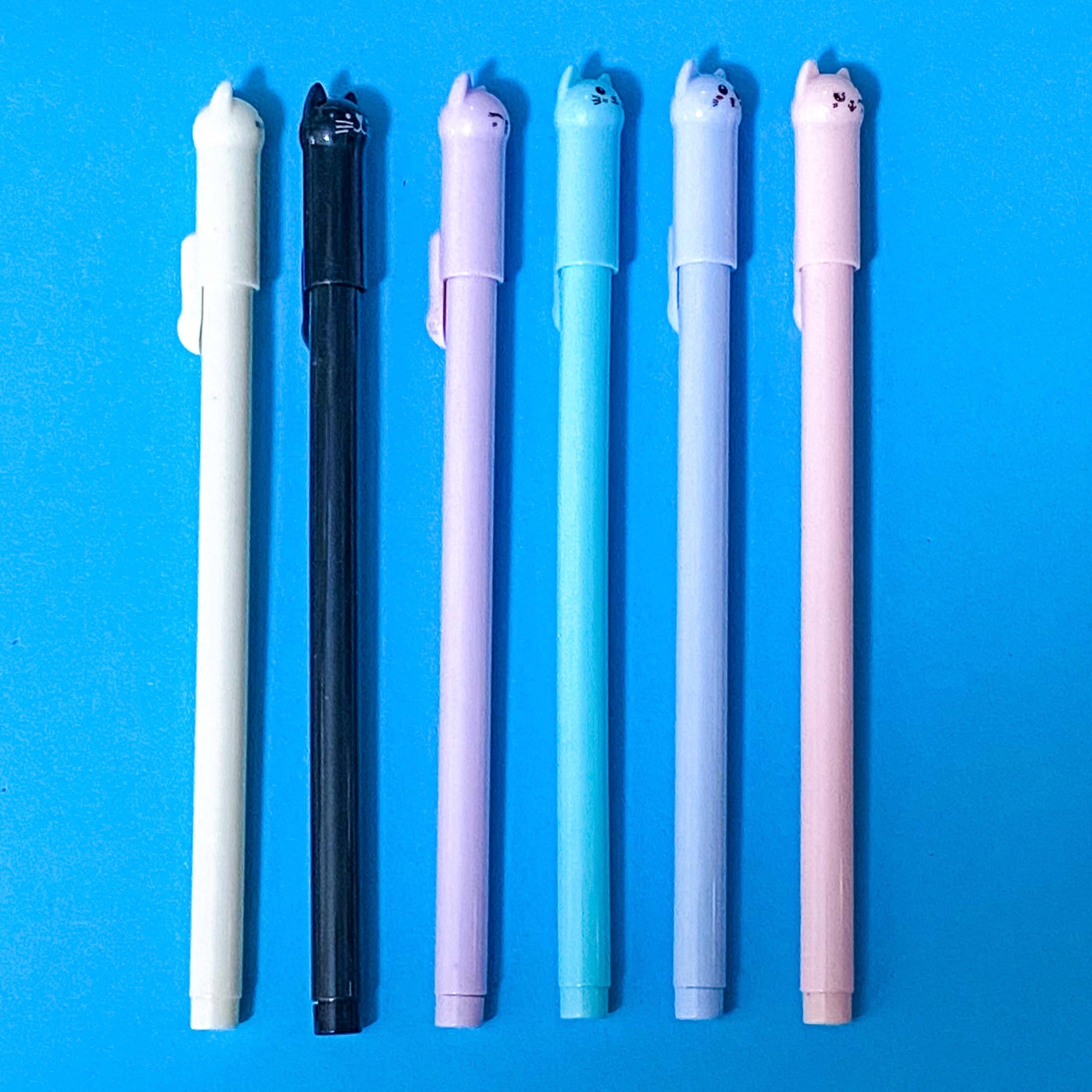 cute kawaii pastel colour colours cat cats kitty kittens face tail pen pens fineline fine line lines ink black white lilac aqua blue purple pink uk stationery shop store planner addict supplies slim