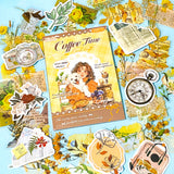 vintage sticker bundle for junk journals with botanical clear stickers, collage elements and layered journal aesthetic