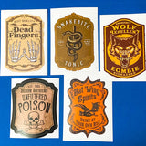 vintage style witches potion bottle label stickers