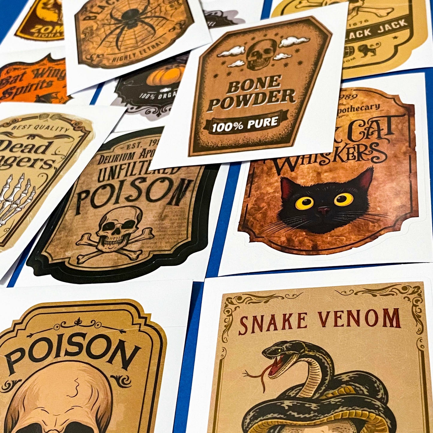 glossy gothic witchcraft potion bottle stickers